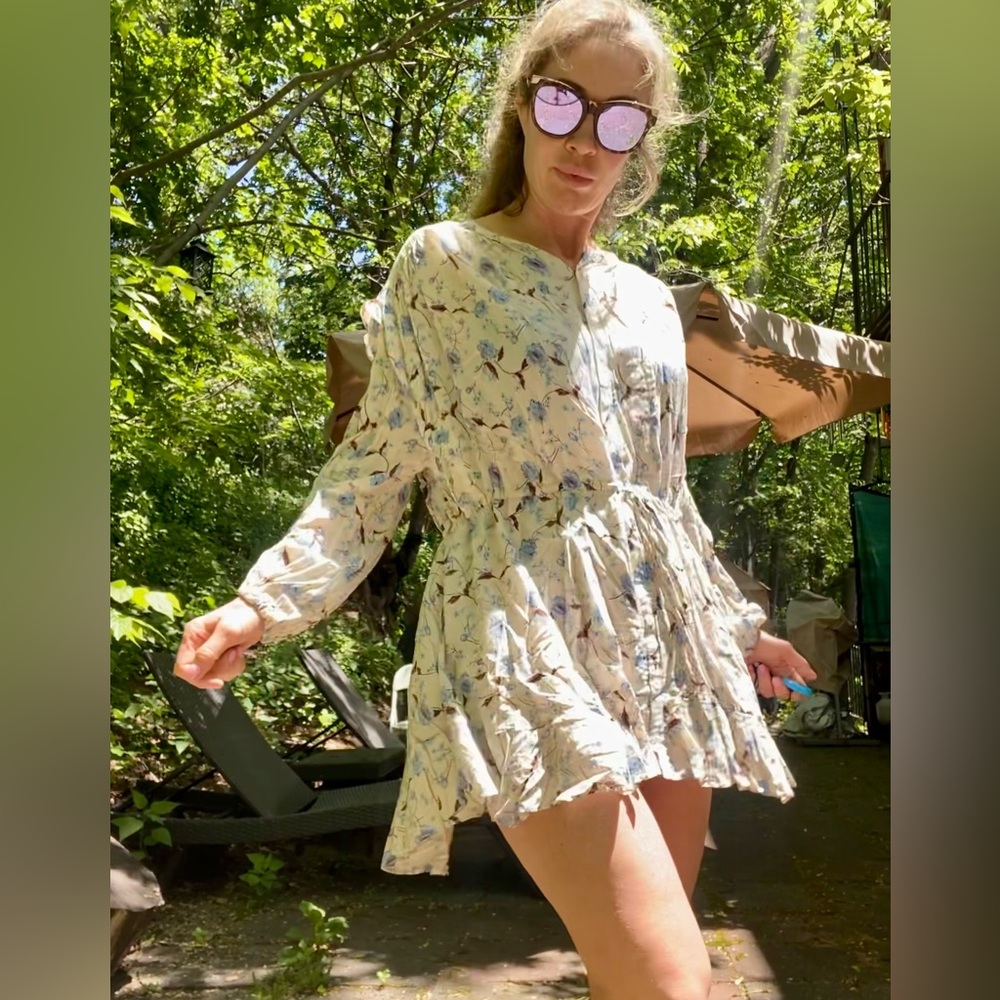 Free People Floral Mini Dress Sz S - Picture 2 of 14